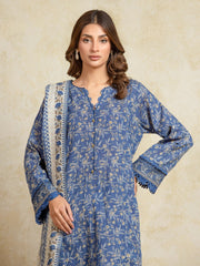 edenrobe Merak Unstitched Printed Zari Lawn 3Pc Suit EWU5M6-004