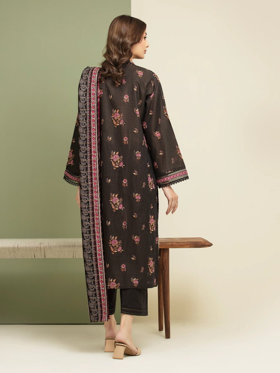 edenrobe Merak Unstitched Printed Zari Lawn 3Pc Suit EWU5M6-006