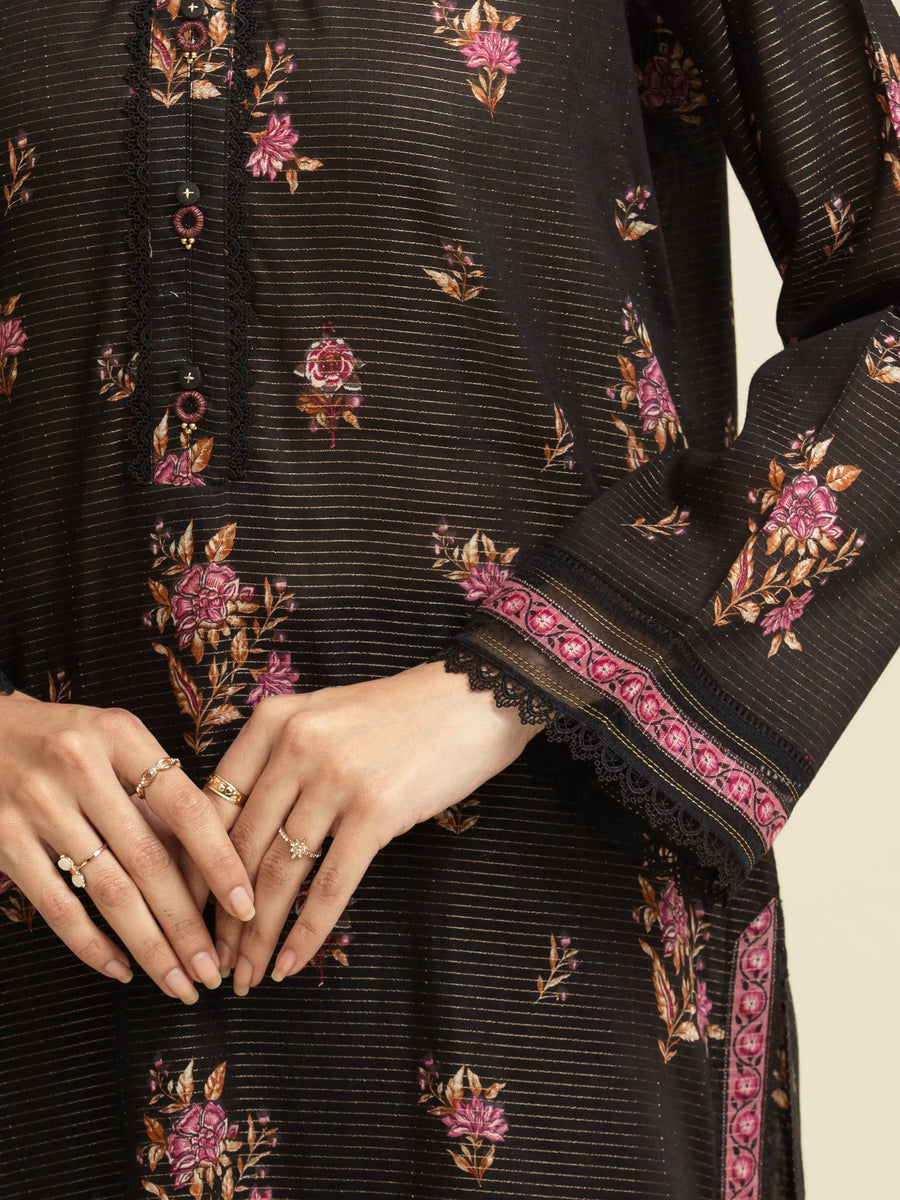 edenrobe Merak Unstitched Printed Zari Lawn 3Pc Suit EWU5M6-006