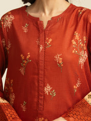 edenrobe Merak Unstitched Printed Zari Lawn 3Pc Suit EWU5M6-008
