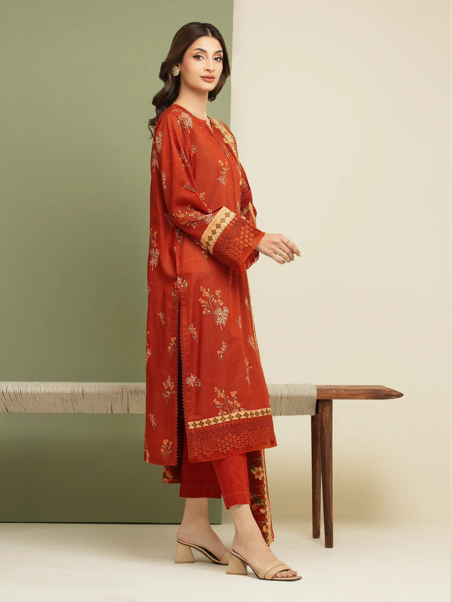 edenrobe Merak Unstitched Printed Zari Lawn 3Pc Suit EWU5M6-008