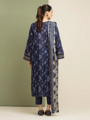 edenrobe Merak Unstitched Printed Zari Lawn 3Pc Suit EWU5M6-010