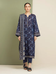edenrobe Merak Unstitched Printed Zari Lawn 3Pc Suit EWU5M6-010