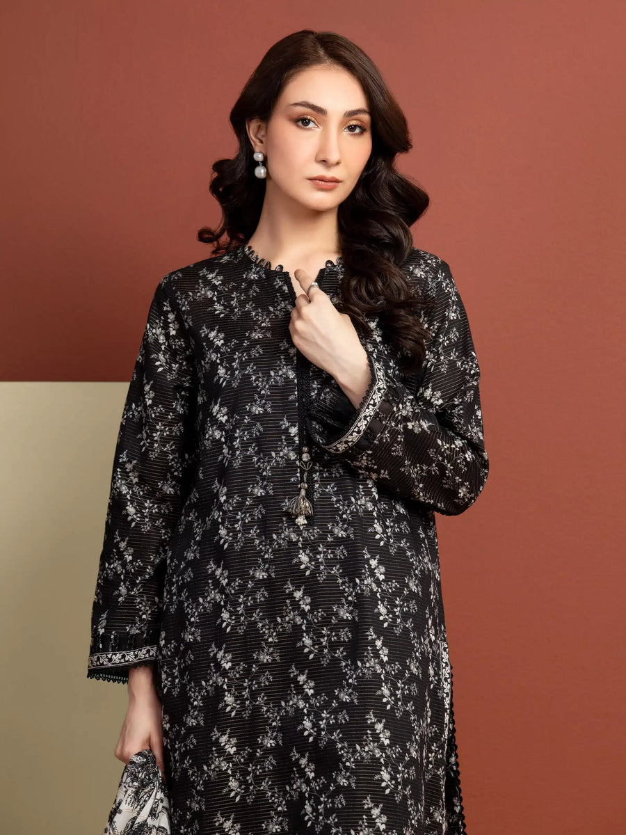 edenrobe Merak Unstitched Printed Zari Lawn 3Pc Suit EWU5M6-014