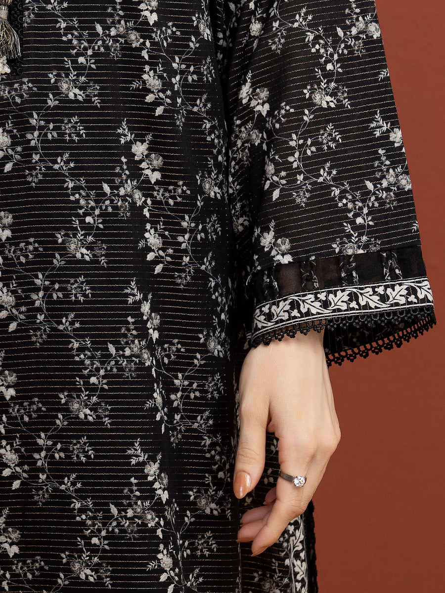 edenrobe Merak Unstitched Printed Zari Lawn 3Pc Suit EWU5M6-014