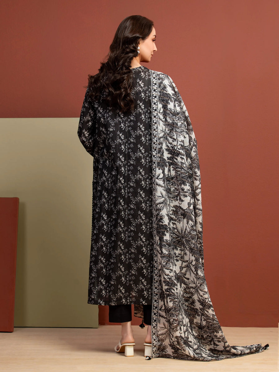 edenrobe Merak Unstitched Printed Zari Lawn 3Pc Suit EWU5M6-014