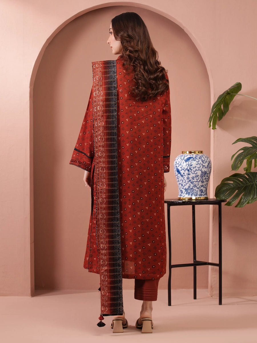 edenrobe Merak Unstitched Printed Zari Lawn 3Pc Suit EWU5M6-015