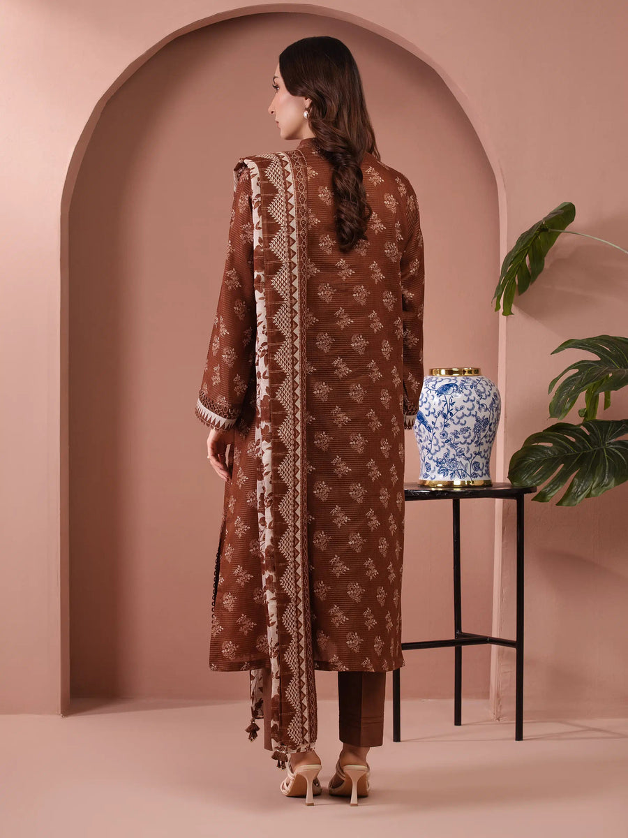 edenrobe Merak Unstitched Printed Zari Lawn 3Pc Suit EWU5M6-017