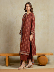 edenrobe Merak Unstitched Printed Zari Lawn 3Pc Suit EWU5M6-019
