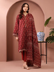 edenrobe Merak Unstitched Printed Zari Lawn 3Pc Suit EWU5M6-020