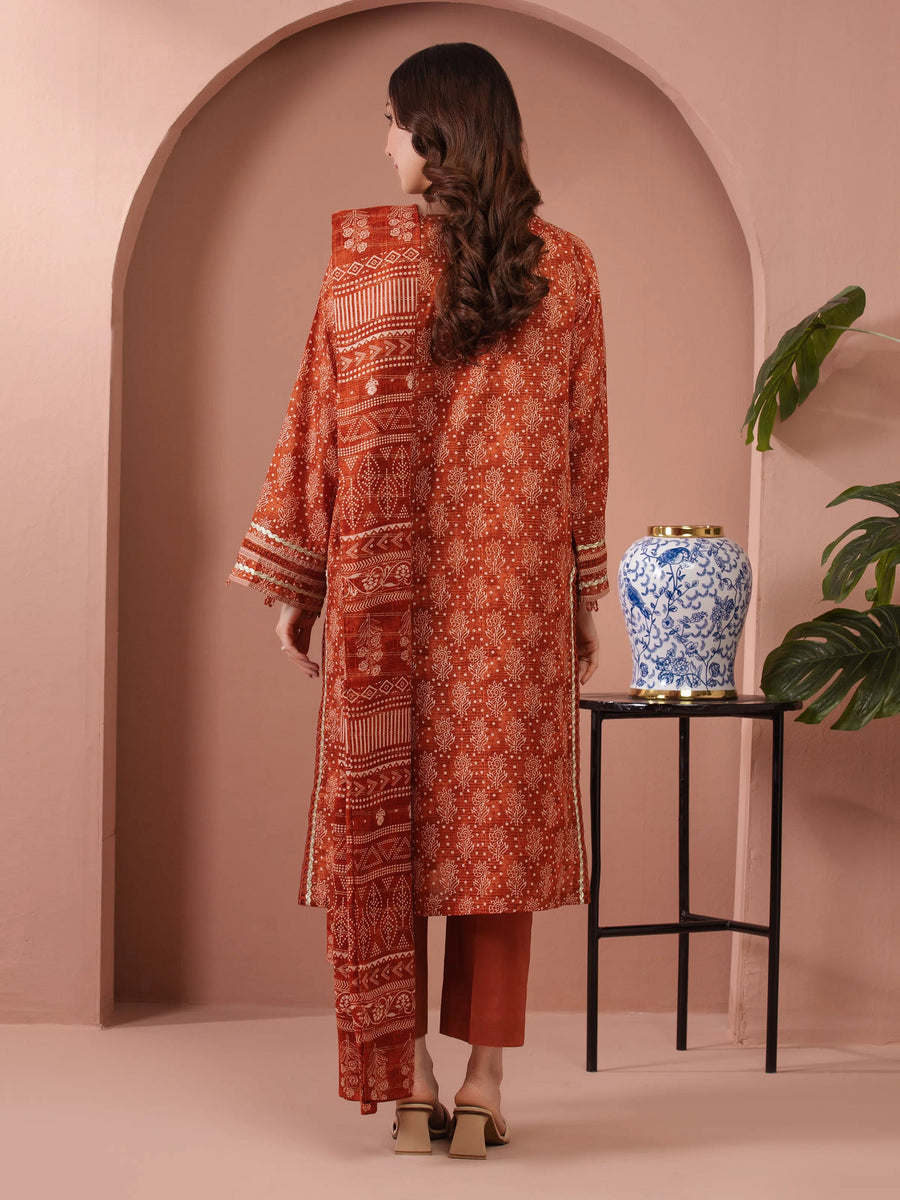 edenrobe Merak Unstitched Printed Zari Lawn 3Pc Suit EWU5M6-021