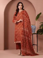 edenrobe Merak Unstitched Printed Zari Lawn 3Pc Suit EWU5M6-021