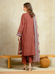 edenrobe Merak Unstitched Printed Zari Lawn 3Pc Suit EWU5M6-022