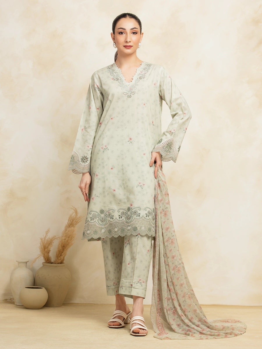 edenrobe Premium Embroidered Lawn Unstitched 3Pc Suit EWU5V1-31062