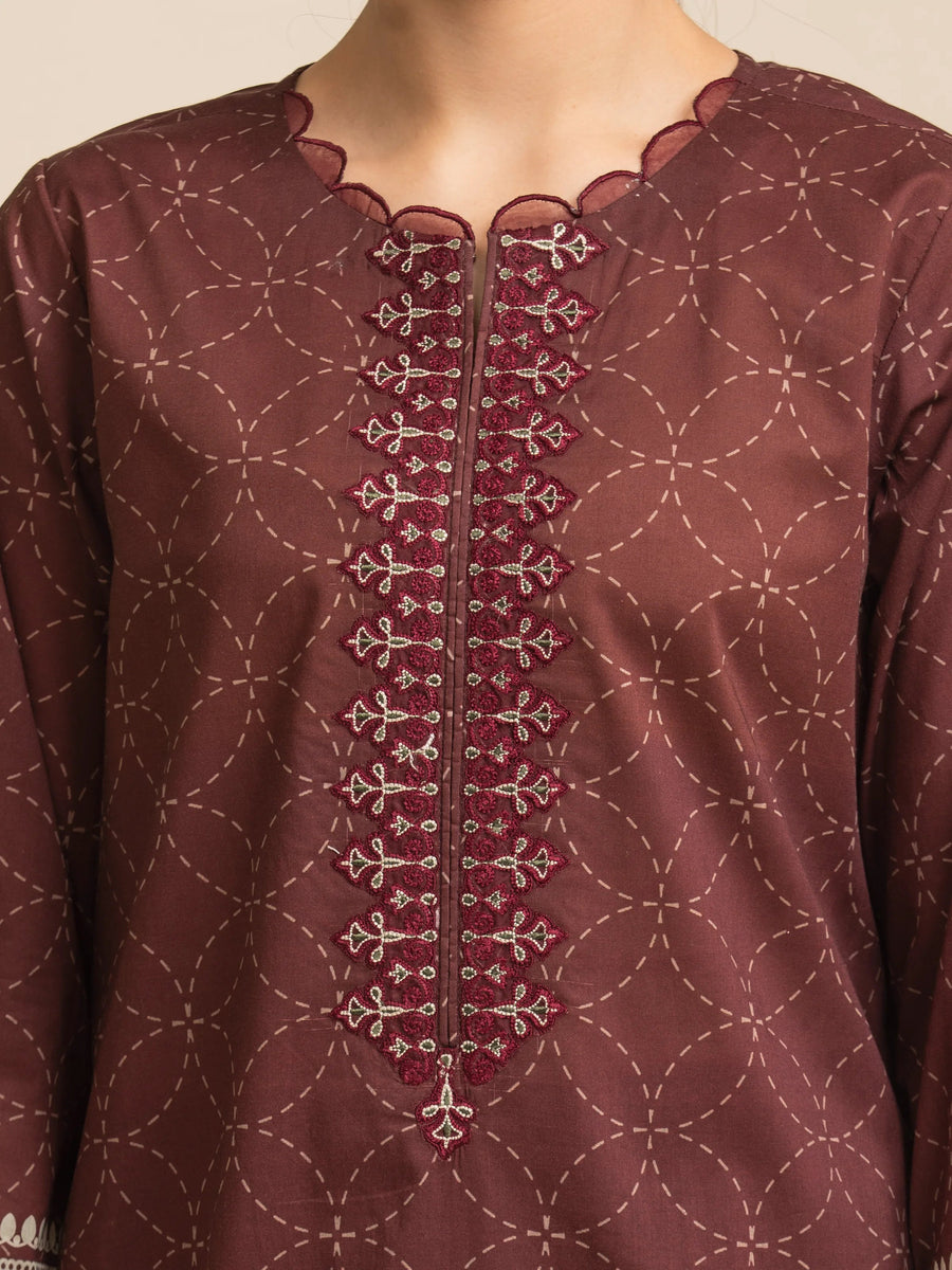 edenrobe Premium Embroidered Lawn Unstitched 3Pc Suit EWU5V1-31064