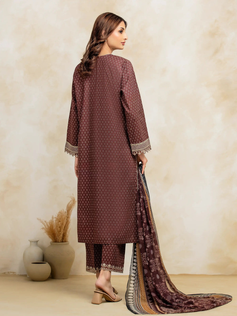 edenrobe Premium Embroidered Lawn Unstitched 3Pc Suit EWU5V1-31087