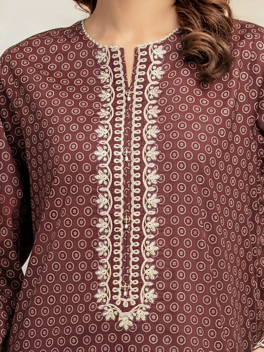 edenrobe Premium Embroidered Lawn Unstitched 3Pc Suit EWU5V1-31087