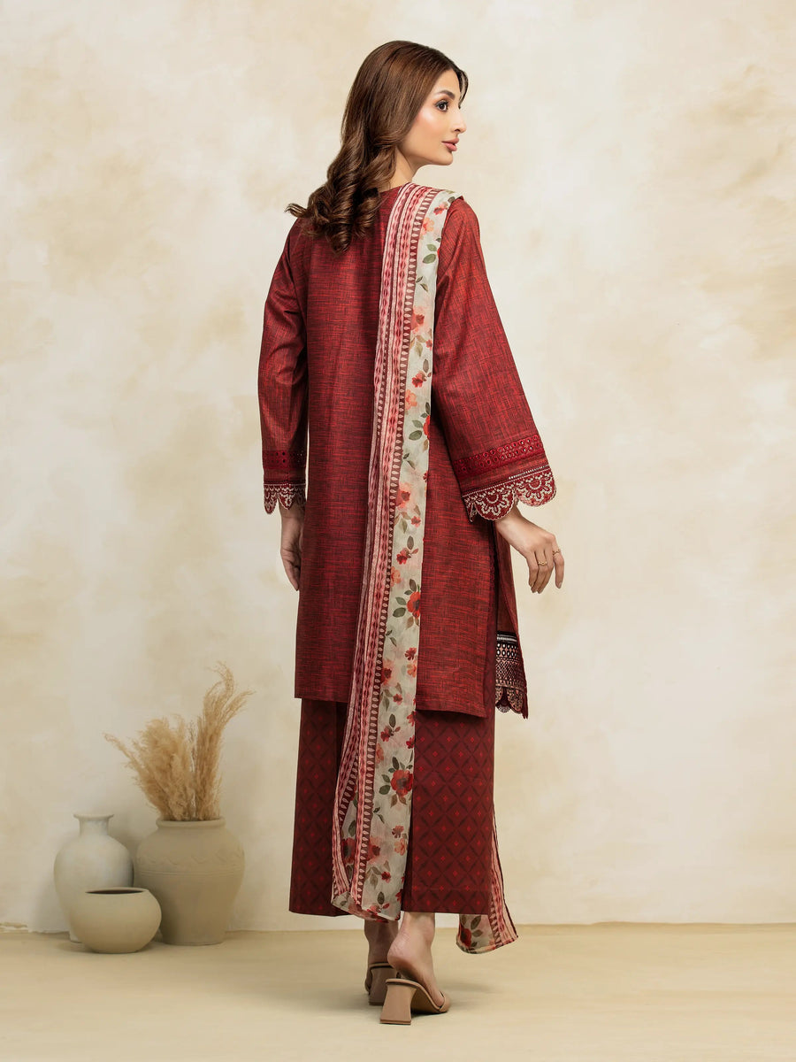 edenrobe Premium Embroidered Lawn Unstitched 3Pc Suit EWU5V1-31093