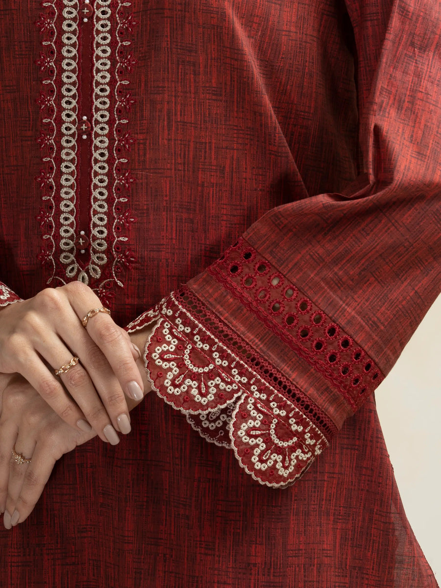 edenrobe Premium Embroidered Lawn Unstitched 3Pc Suit EWU5V1-31093