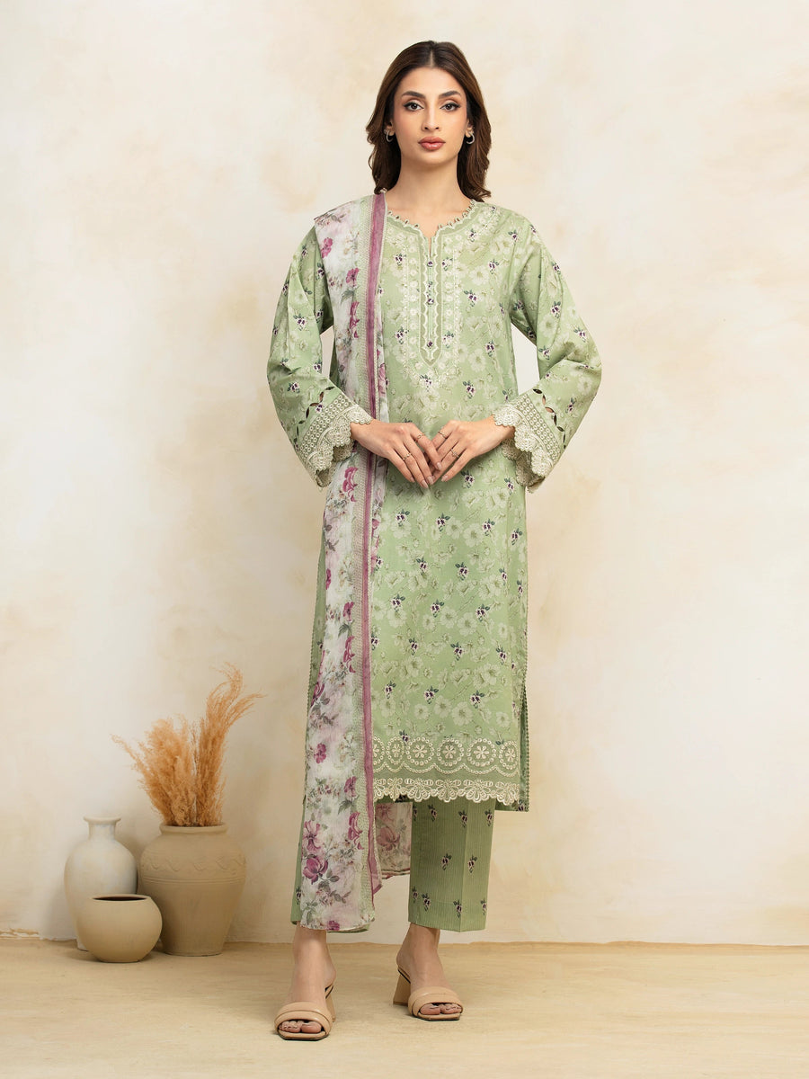 edenrobe Premium Embroidered Lawn Unstitched 3Pc Suit EWU5V1-31094