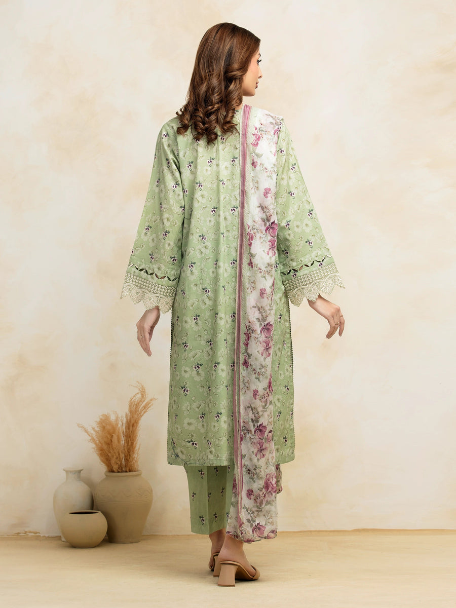 edenrobe Premium Embroidered Lawn Unstitched 3Pc Suit EWU5V1-31094