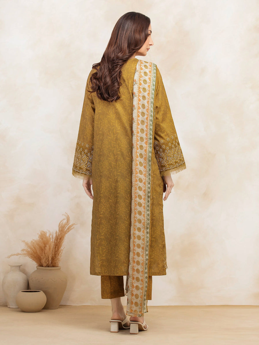 edenrobe Premium Embroidered Lawn Unstitched 3Pc Suit EWU5V1-31095