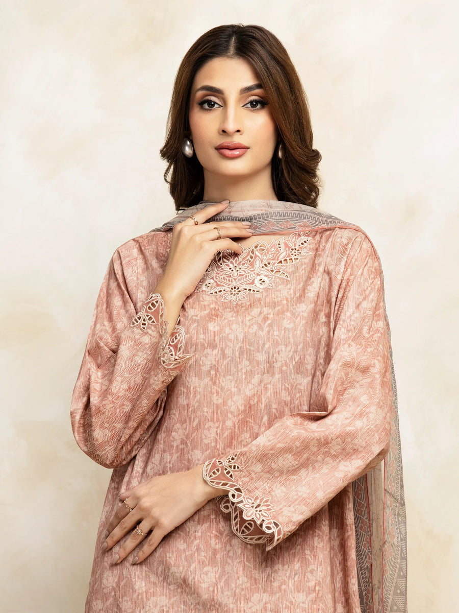 edenrobe Premium Embroidered Lawn Unstitched 3Pc Suit EWU5V1-31096