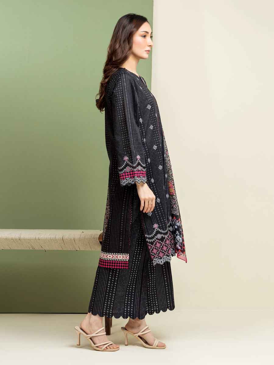 edenrobe Premium Embroidered Lawn Unstitched 3Pc Suit EWU5V1-31097