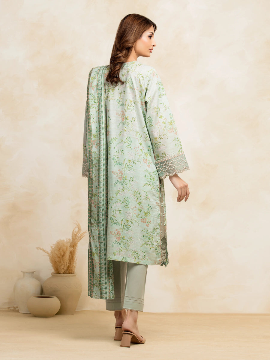 edenrobe Premium Festive Unstitched Zari Lawn 3Pc Suit EWU5V1-31180