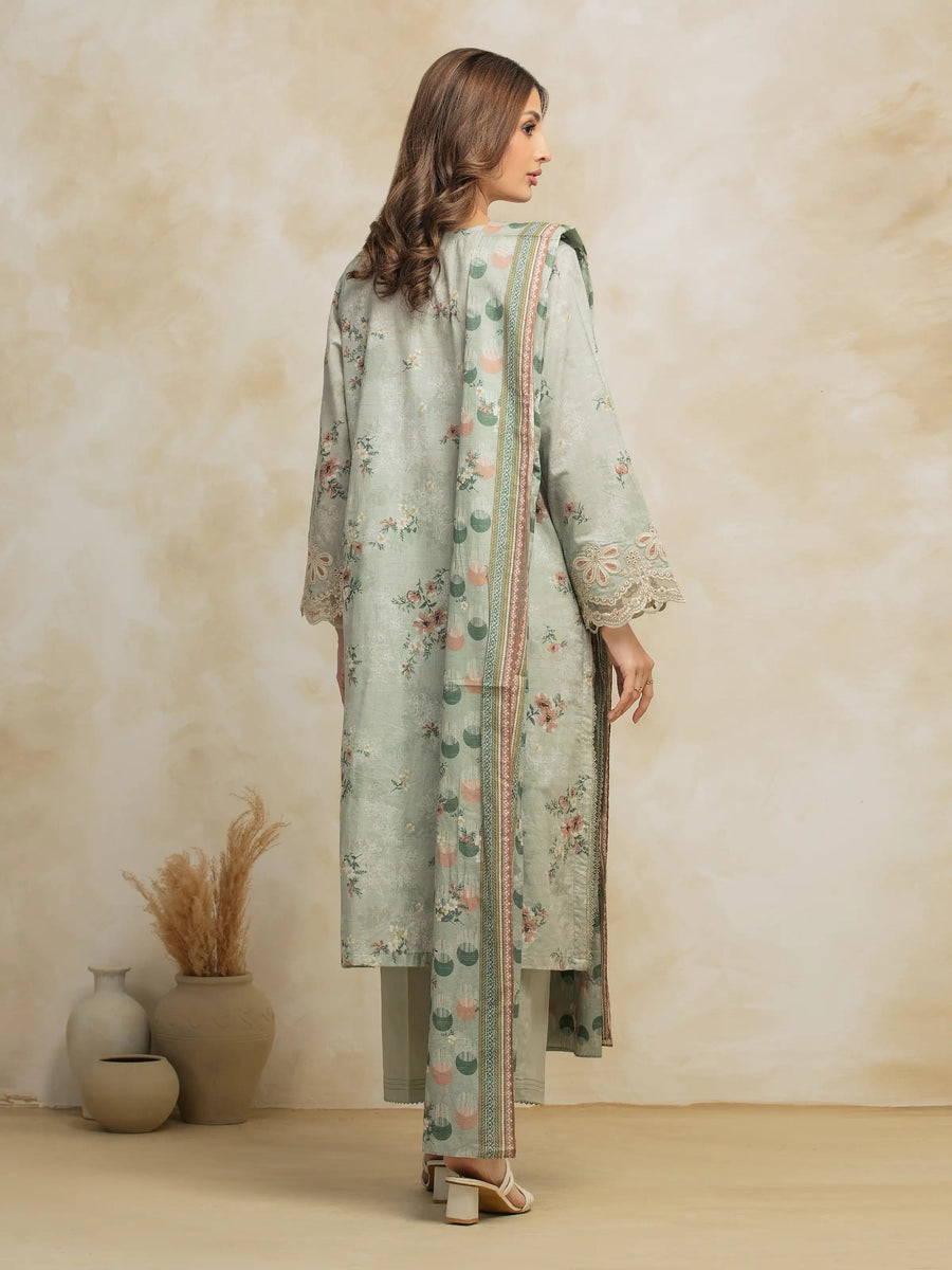edenrobe Premium Embroidered Lawn Unstitched 3Pc Suit EWU5V1-31181