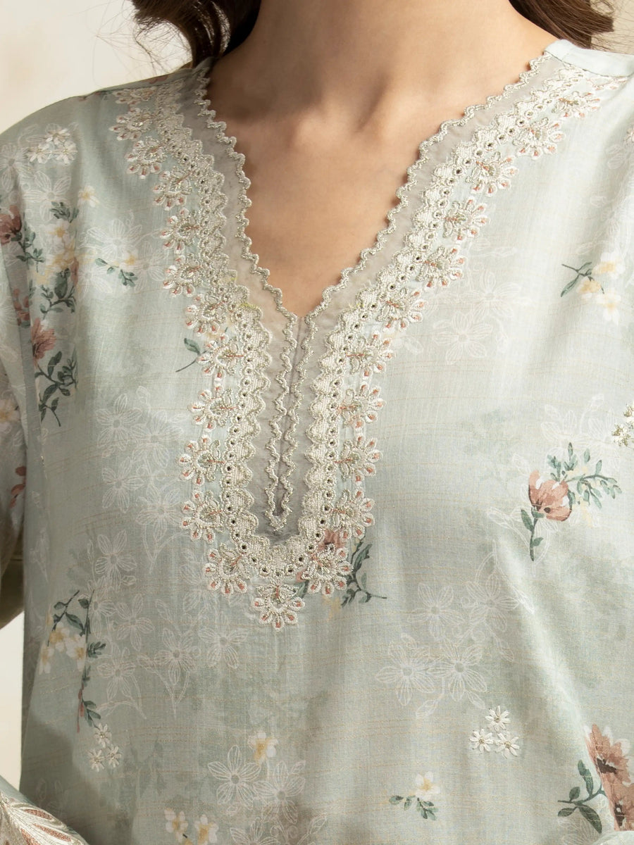 edenrobe Premium Embroidered Lawn Unstitched 3Pc Suit EWU5V1-31181