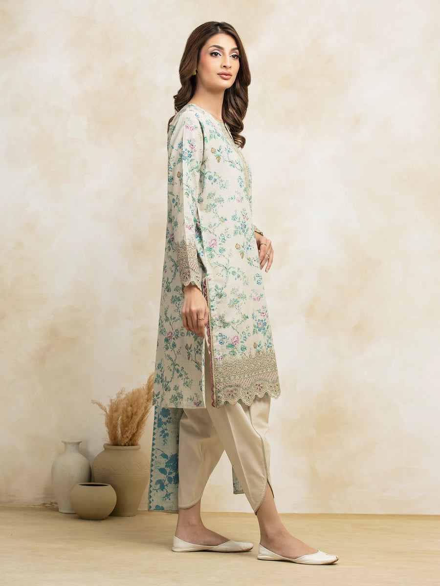 edenrobe Premium Embroidered Lawn Unstitched 3Pc Suit EWU5V1-31183