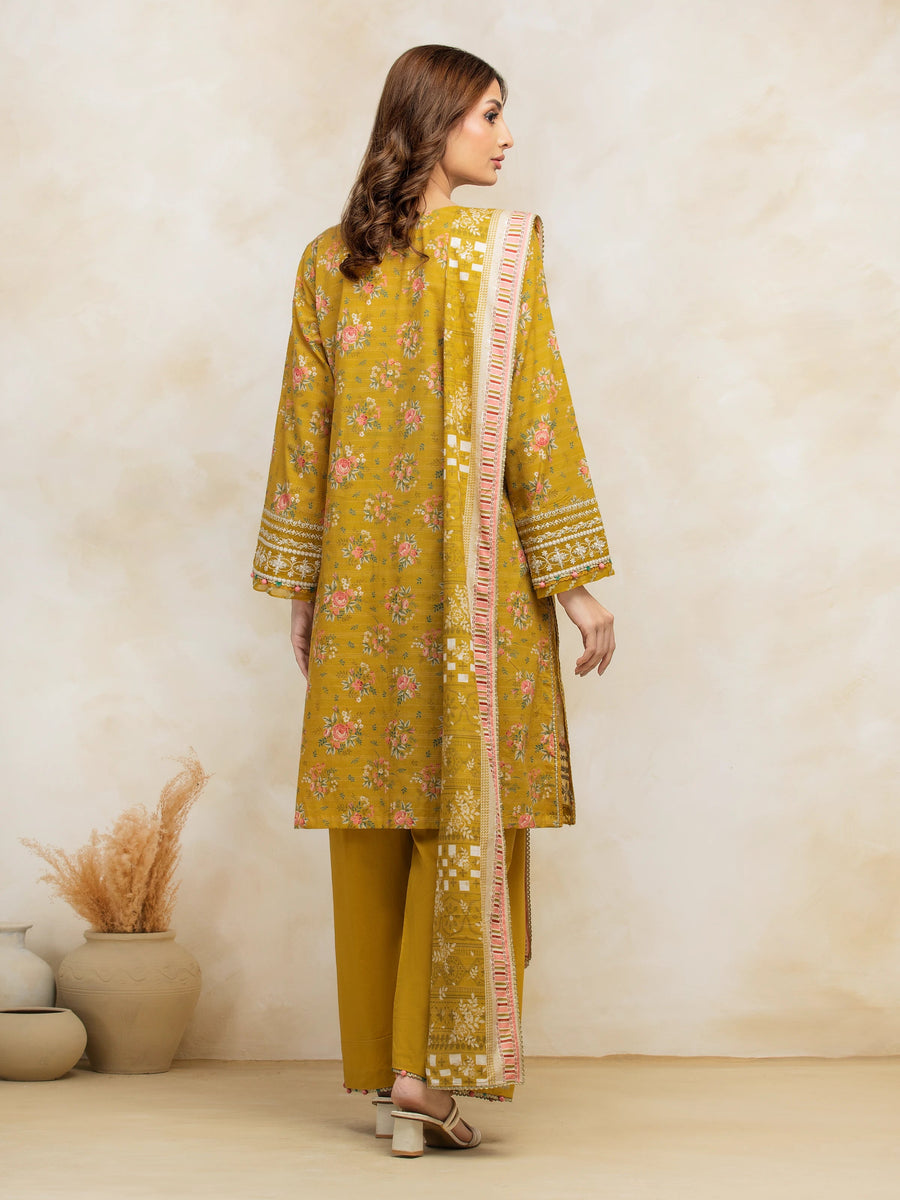 edenrobe Premium Embroidered Lawn Unstitched 3Pc Suit EWU5V1-31185
