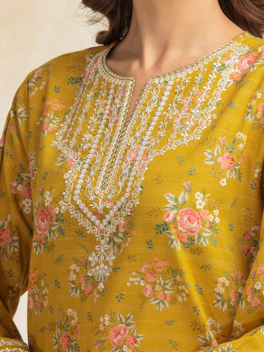 edenrobe Premium Embroidered Lawn Unstitched 3Pc Suit EWU5V1-31185