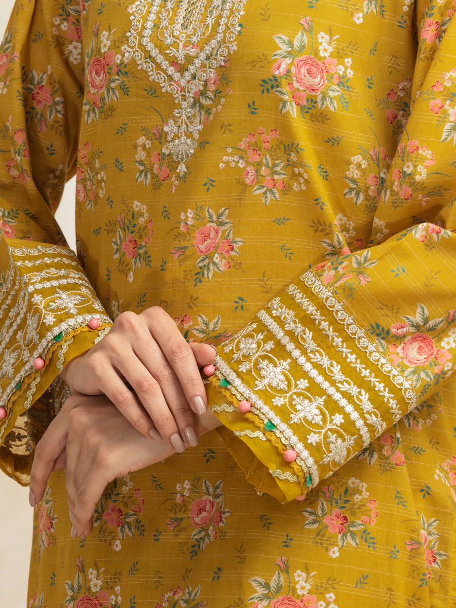 edenrobe Premium Embroidered Lawn Unstitched 3Pc Suit EWU5V1-31185