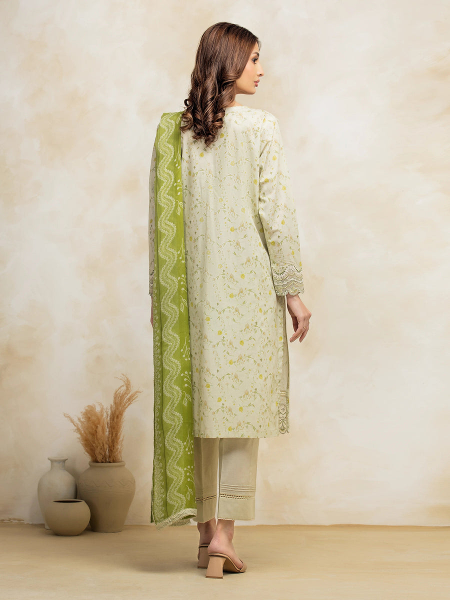 edenrobe Premium Embroidered Lawn Unstitched 3Pc Suit EWU5V1-31188