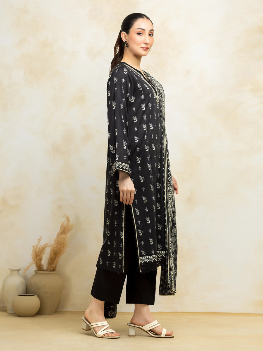 edenrobe Premium Festive Unstitched Zari Lawn 3Pc Suit EWU5V1-31189