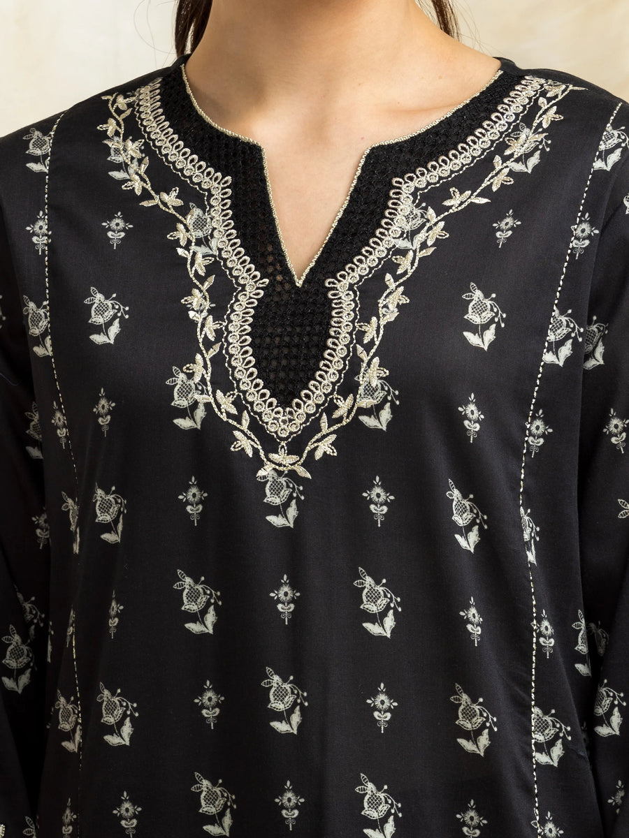edenrobe Premium Festive Unstitched Zari Lawn 3Pc Suit EWU5V1-31189