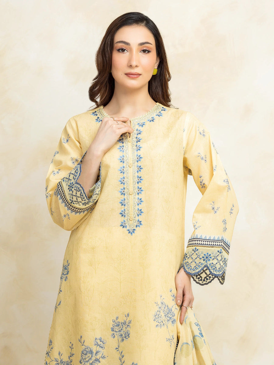 edenrobe Premium Festive Unstitched Zari Lawn 3Pc Suit EWU5V1-31191