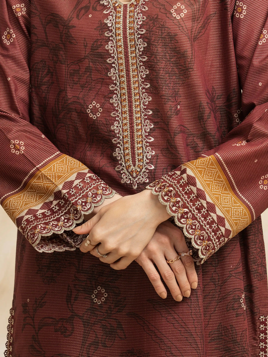edenrobe Premium Festive Unstitched Zari Lawn 3Pc Suit EWU5V1-31192