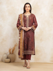 edenrobe Premium Festive Unstitched Zari Lawn 3Pc Suit EWU5V1-31192