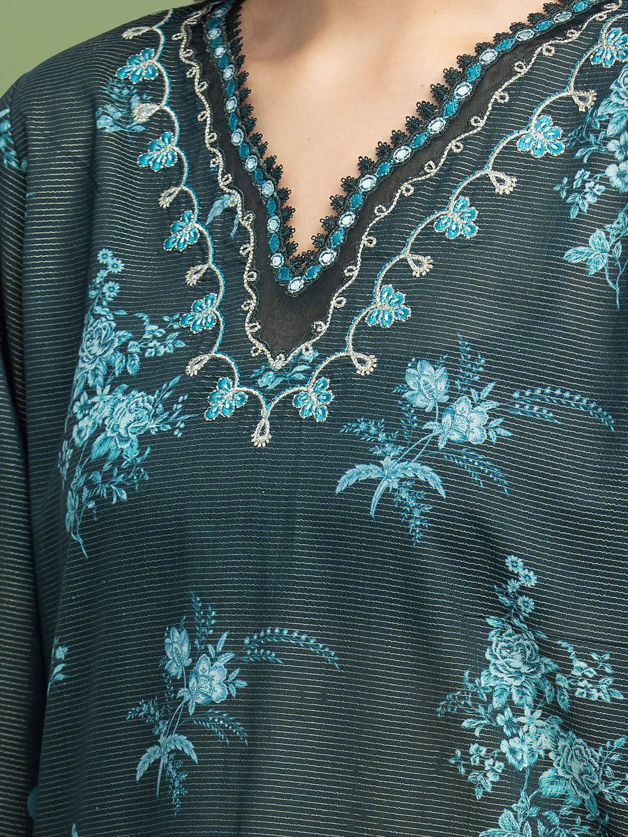 edenrobe Premium Festive Unstitched Zari Lawn 3Pc Suit EWU5V1-31196