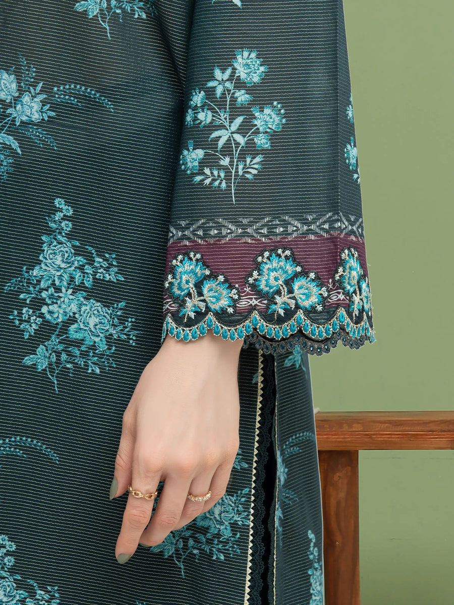edenrobe Premium Festive Unstitched Zari Lawn 3Pc Suit EWU5V1-31196
