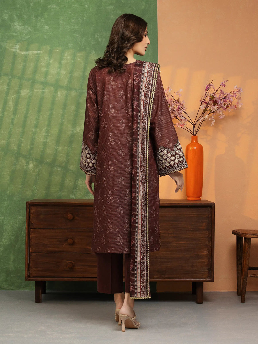edenrobe Premium Festive Unstitched Zari Lawn 3Pc Suit EWU5V1-31198