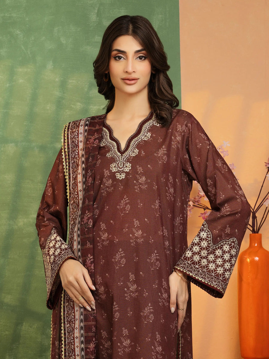 edenrobe Premium Festive Unstitched Zari Lawn 3Pc Suit EWU5V1-31198