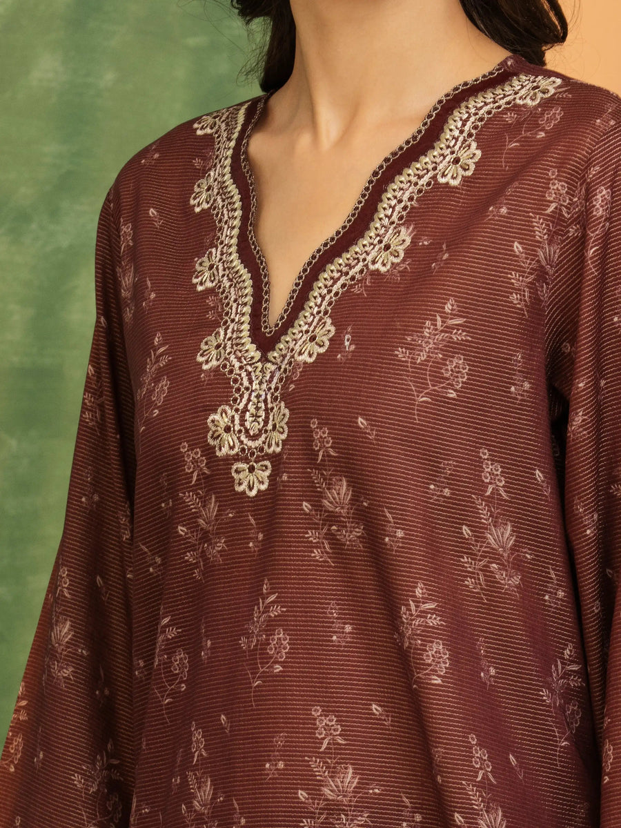 edenrobe Premium Festive Unstitched Zari Lawn 3Pc Suit EWU5V1-31198