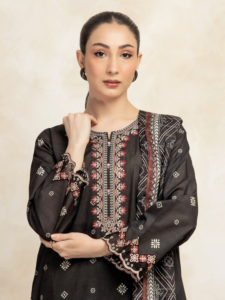edenrobe Premium Festive Unstitched Zari Lawn 3Pc Suit EWU5V1-31200
