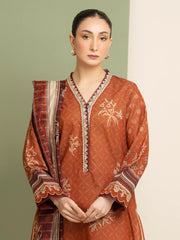 edenrobe Premium Festive Unstitched Zari Lawn 3Pc Suit EWU5V1-31201