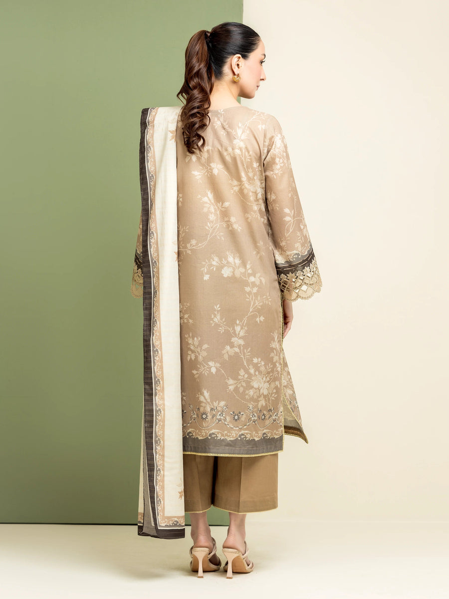 edenrobe Premium Festive Unstitched Zari Lawn 3Pc Suit EWU5V1-31202