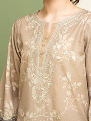 edenrobe Premium Festive Unstitched Zari Lawn 3Pc Suit EWU5V1-31202